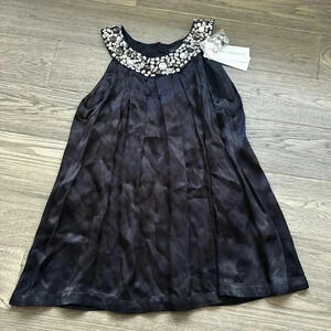 ✨🆕French Connection🆕✨ | Black satin tank top  with rhinestones